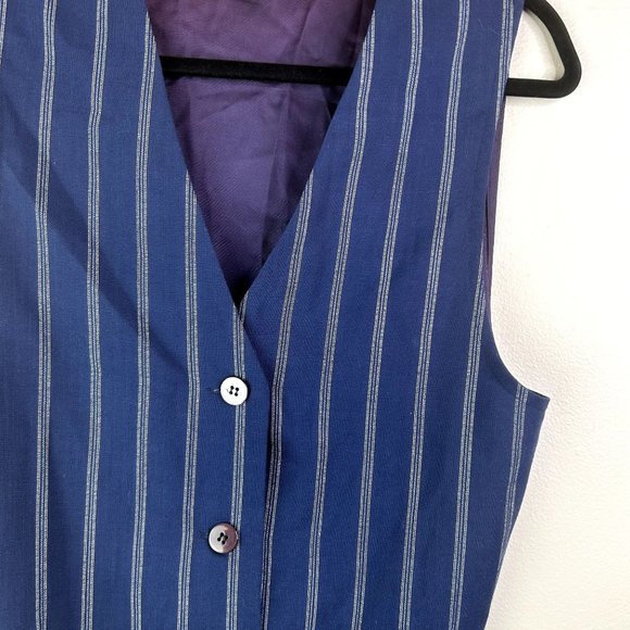 ✅Sold e//Fundamental Things Petites blue striped vest size 10 - Picture 2 of 5